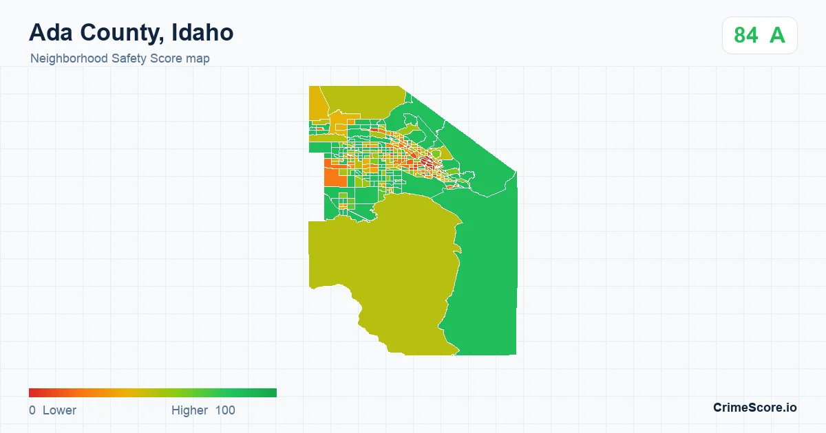 Ada County, Idaho neighborhood Safety Score map by Census block group