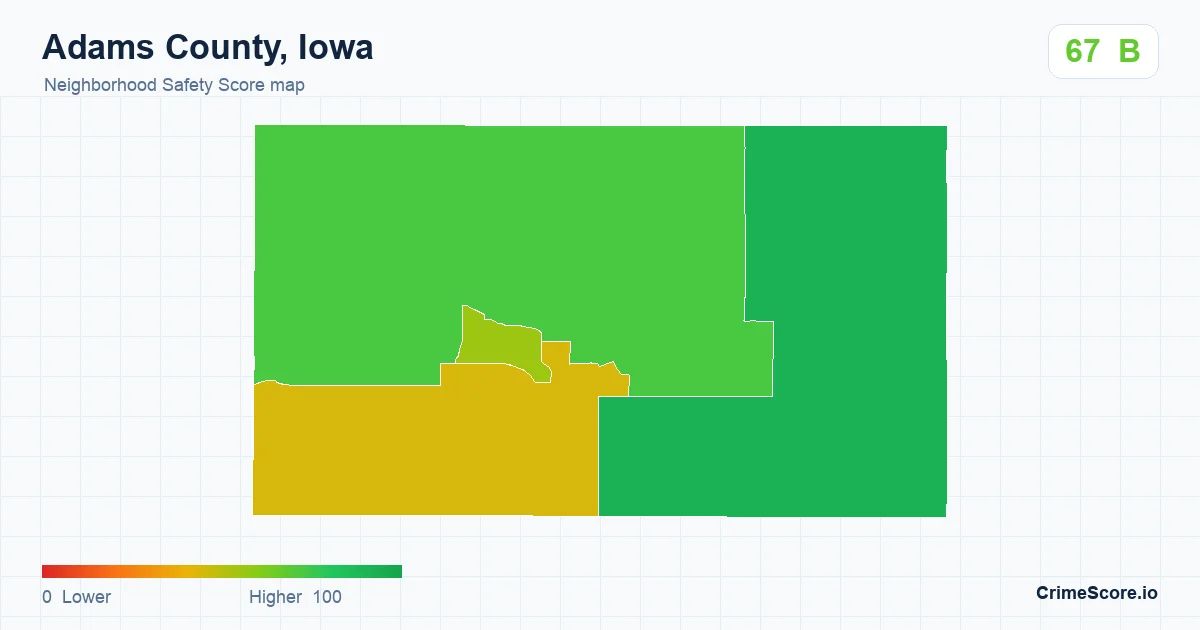 Adams County, Iowa neighborhood Safety Score map by Census block group