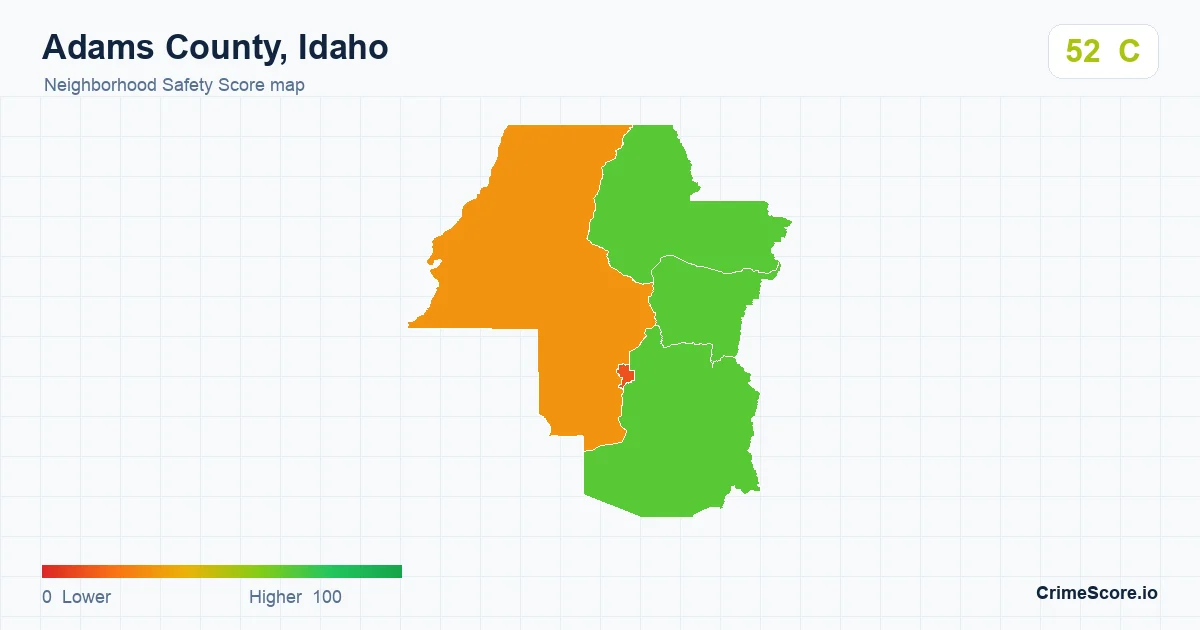 Adams County, Idaho neighborhood Safety Score map by Census block group