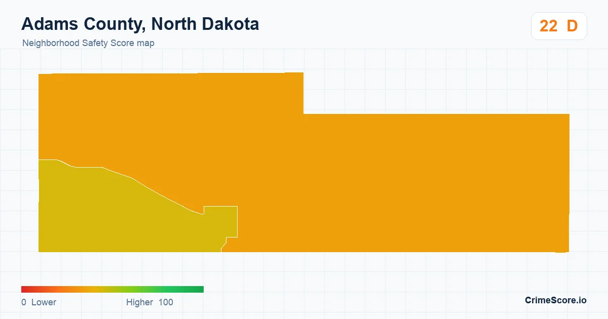 Adams County, North Dakota neighborhood Safety Score map by Census block group