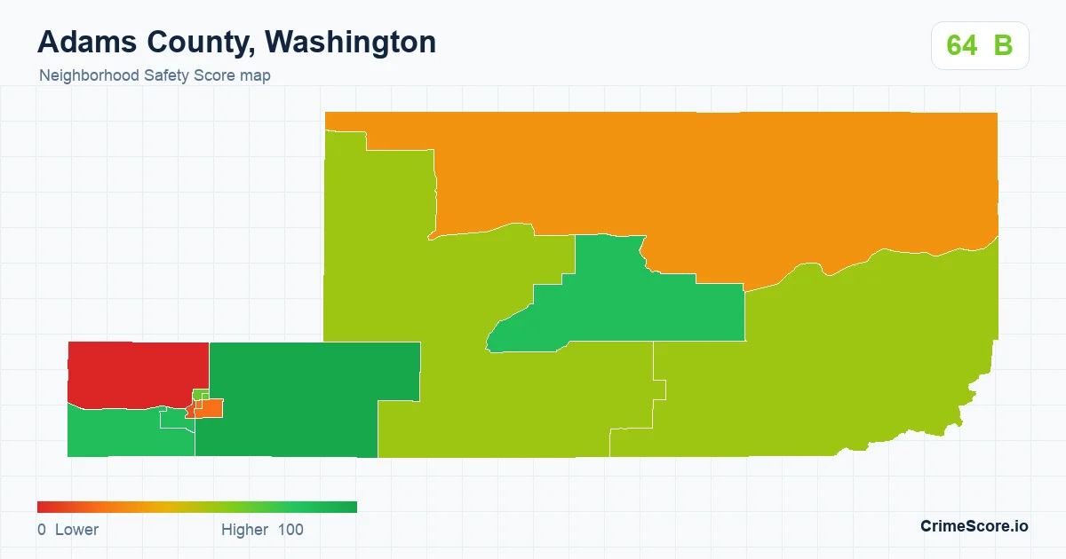 Adams County, Washington neighborhood Safety Score map by Census block group