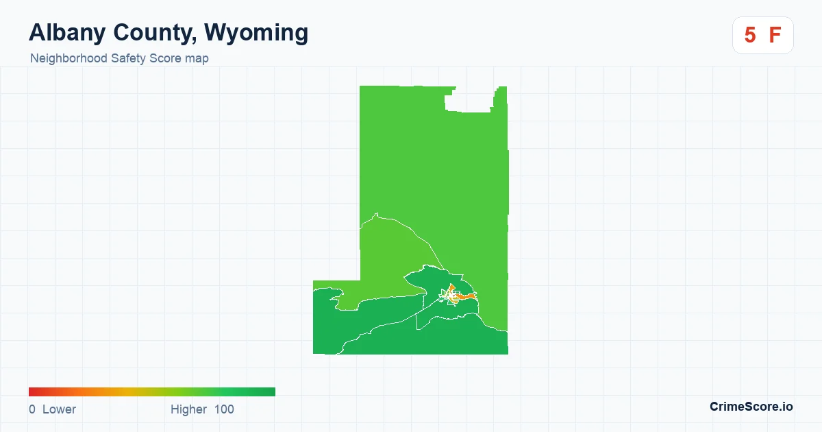 Albany County, Wyoming neighborhood Safety Score map by Census block group