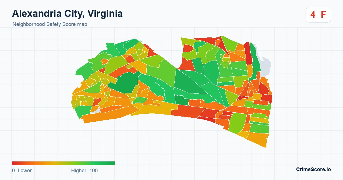 Alexandria City, Virginia neighborhood Safety Score map by Census block group