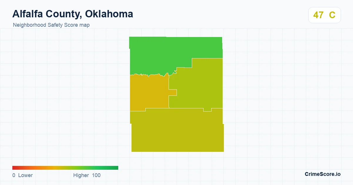 Alfalfa County, Oklahoma neighborhood Safety Score map by Census block group
