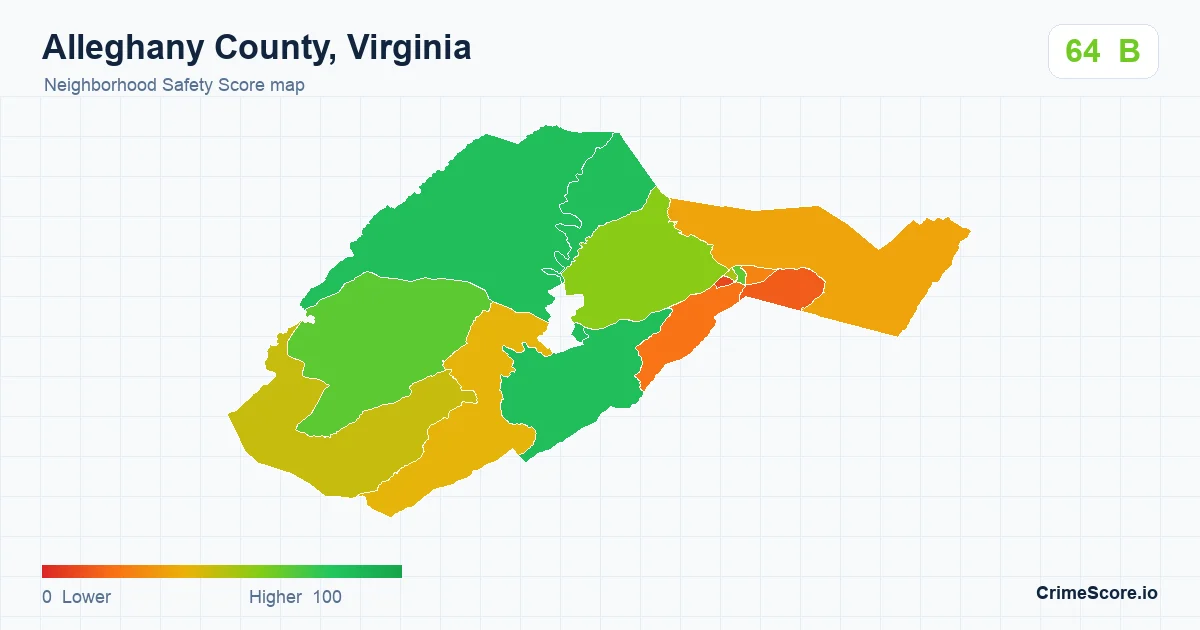 Alleghany County, Virginia neighborhood Safety Score map by Census block group