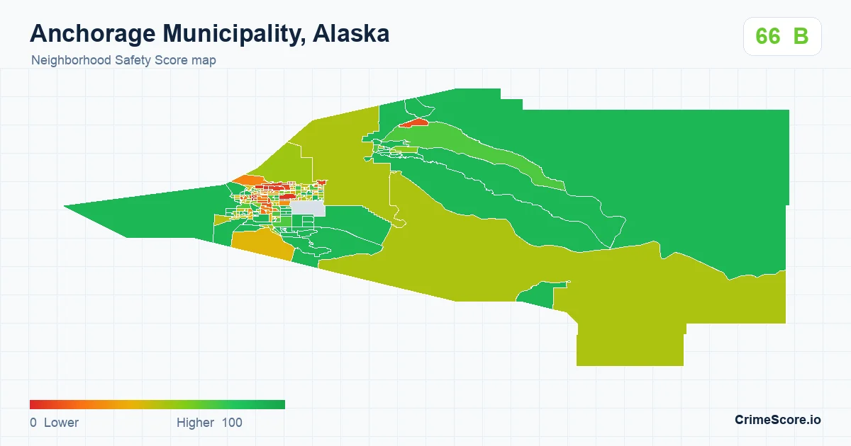Anchorage Municipality, Alaska neighborhood Safety Score map by Census block group