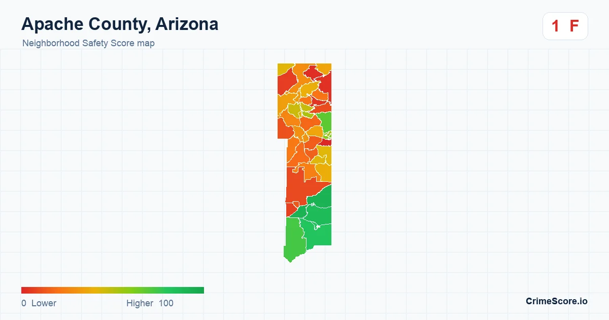 Apache County, Arizona neighborhood Safety Score map by Census block group