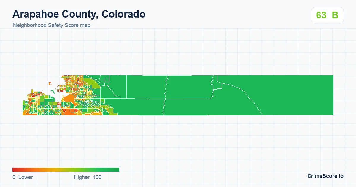 Arapahoe County, Colorado neighborhood Safety Score map by Census block group