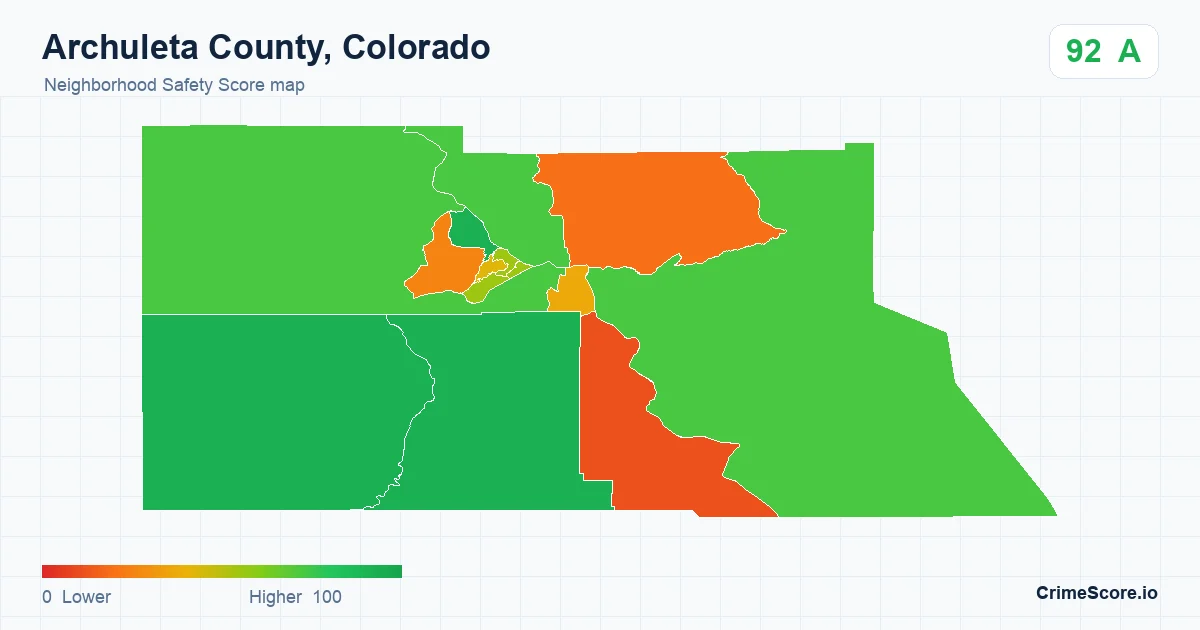 Archuleta County, Colorado neighborhood Safety Score map by Census block group