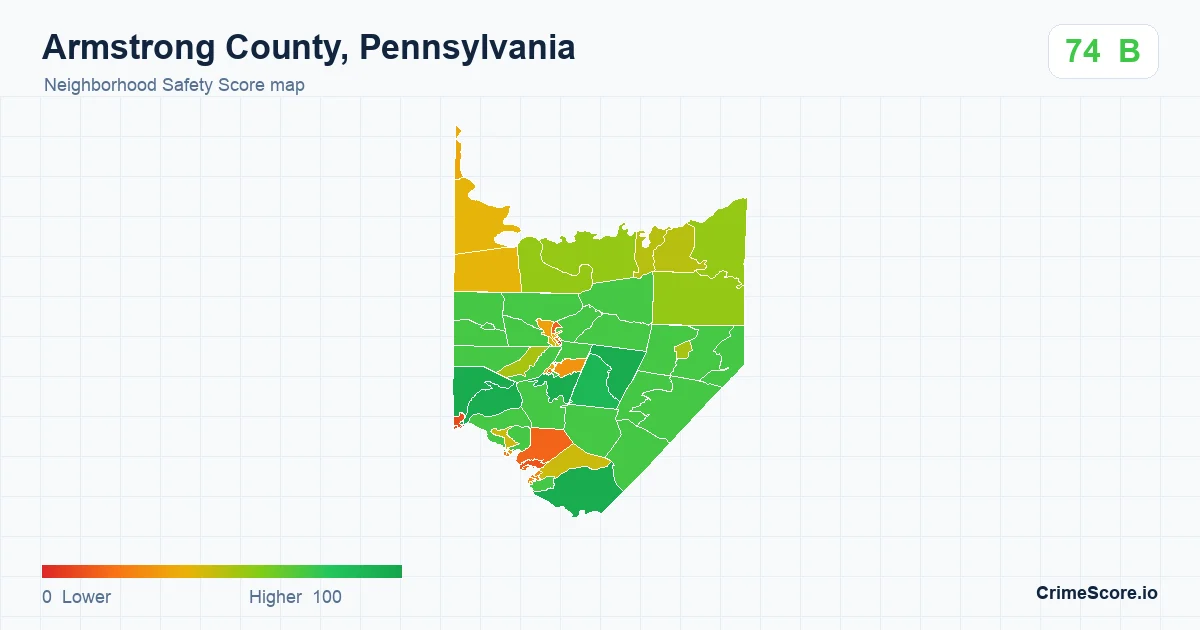 Armstrong County, Pennsylvania neighborhood Safety Score map by Census block group