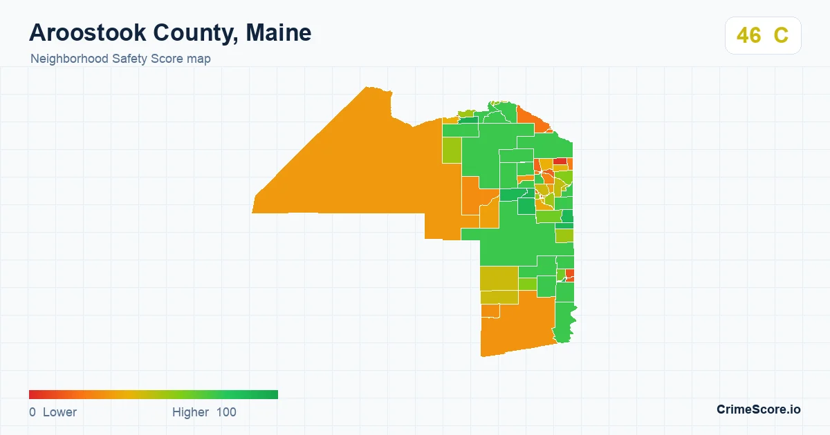 Aroostook County, Maine neighborhood Safety Score map by Census block group