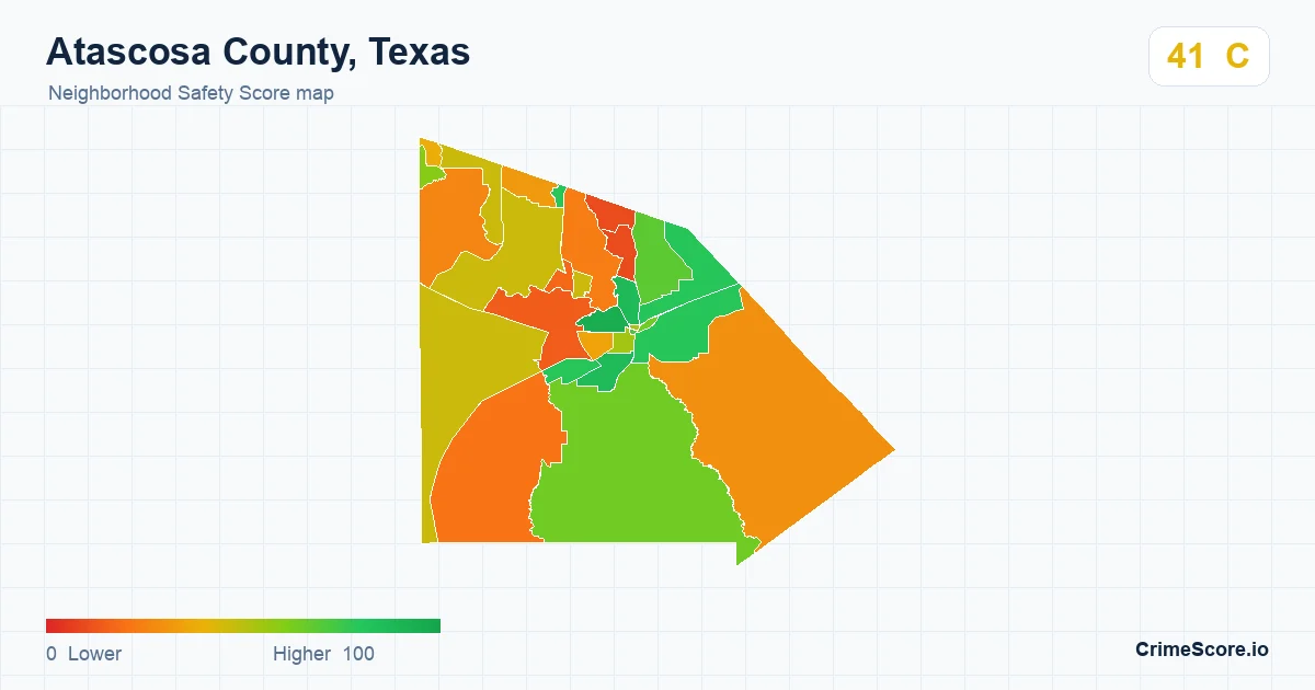 Atascosa County, Texas neighborhood Safety Score map by Census block group