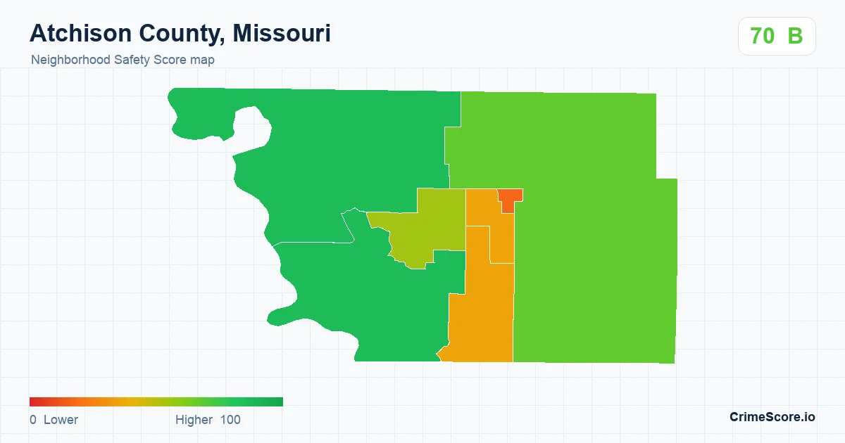 Atchison County, Missouri neighborhood Safety Score map by Census block group
