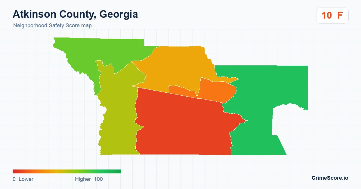 Atkinson County, Georgia neighborhood Safety Score map by Census block group