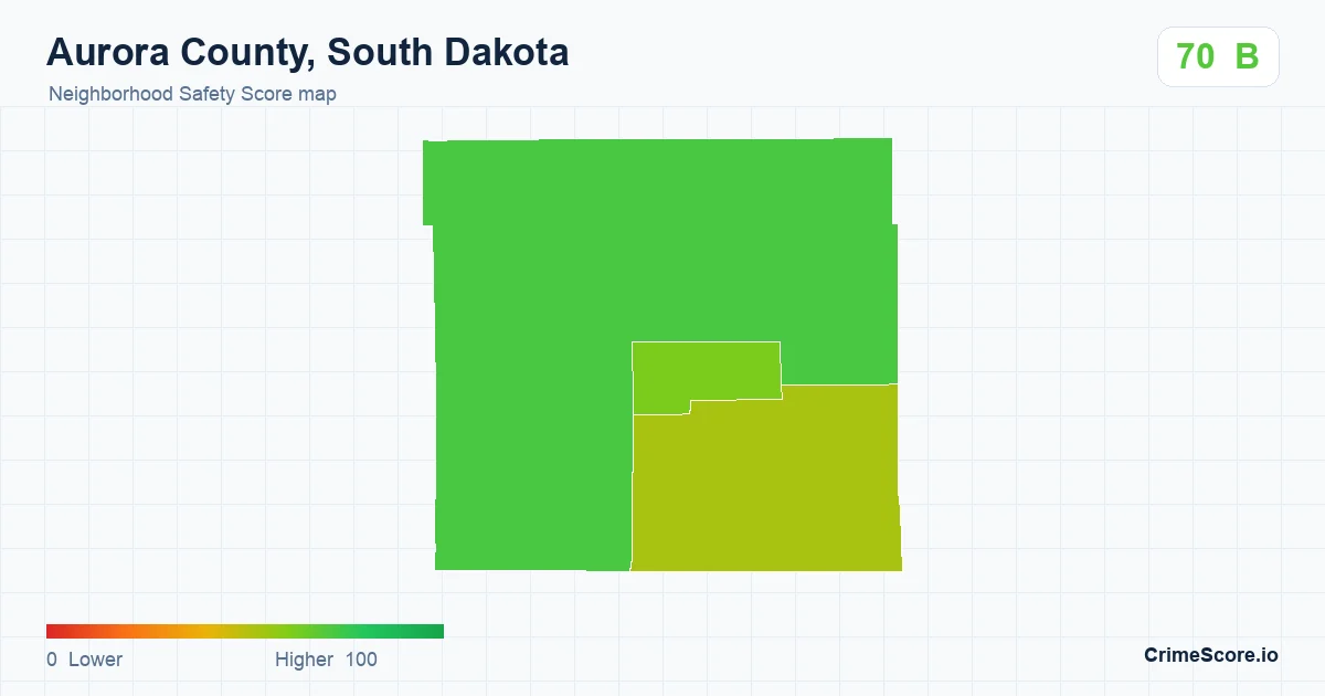Aurora County, South Dakota neighborhood Safety Score map by Census block group