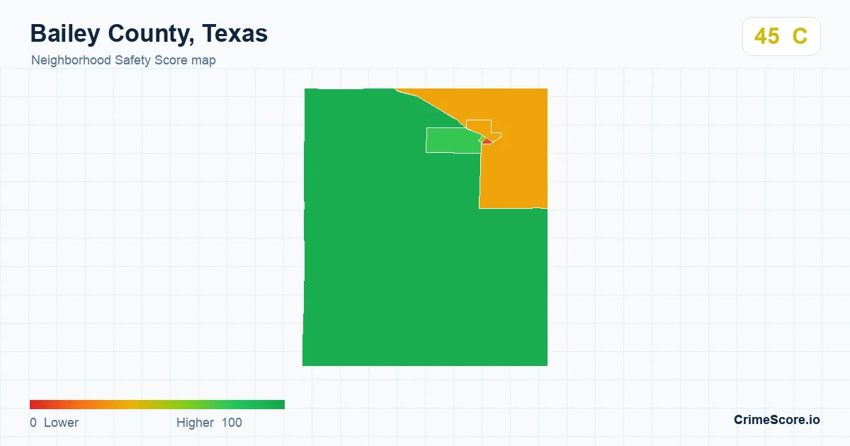 Bailey County, Texas neighborhood Safety Score map by Census block group