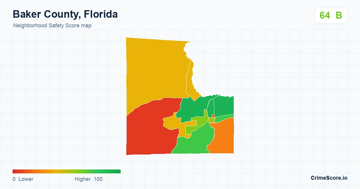 Baker County, Florida neighborhood Safety Score map by Census block group