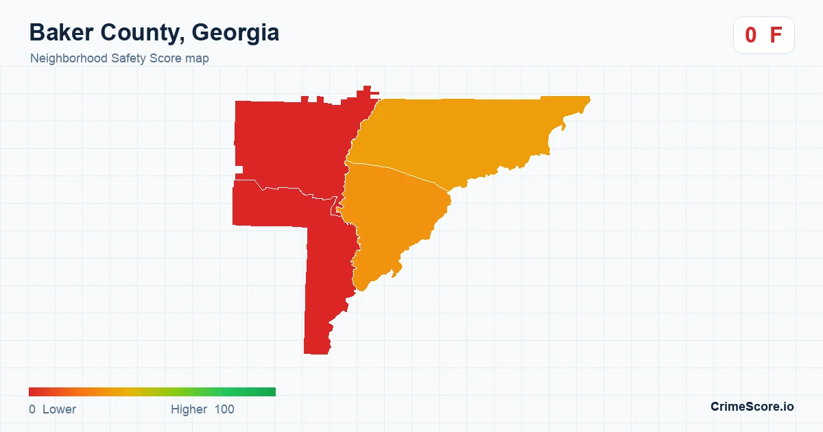 Baker County, Georgia neighborhood Safety Score map by Census block group