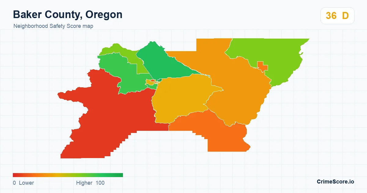 Baker County, Oregon neighborhood Safety Score map by Census block group