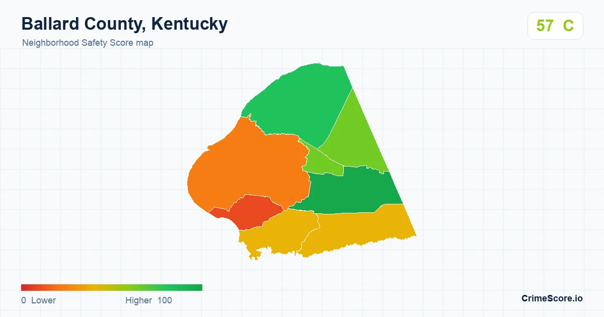 Ballard County, Kentucky neighborhood Safety Score map by Census block group