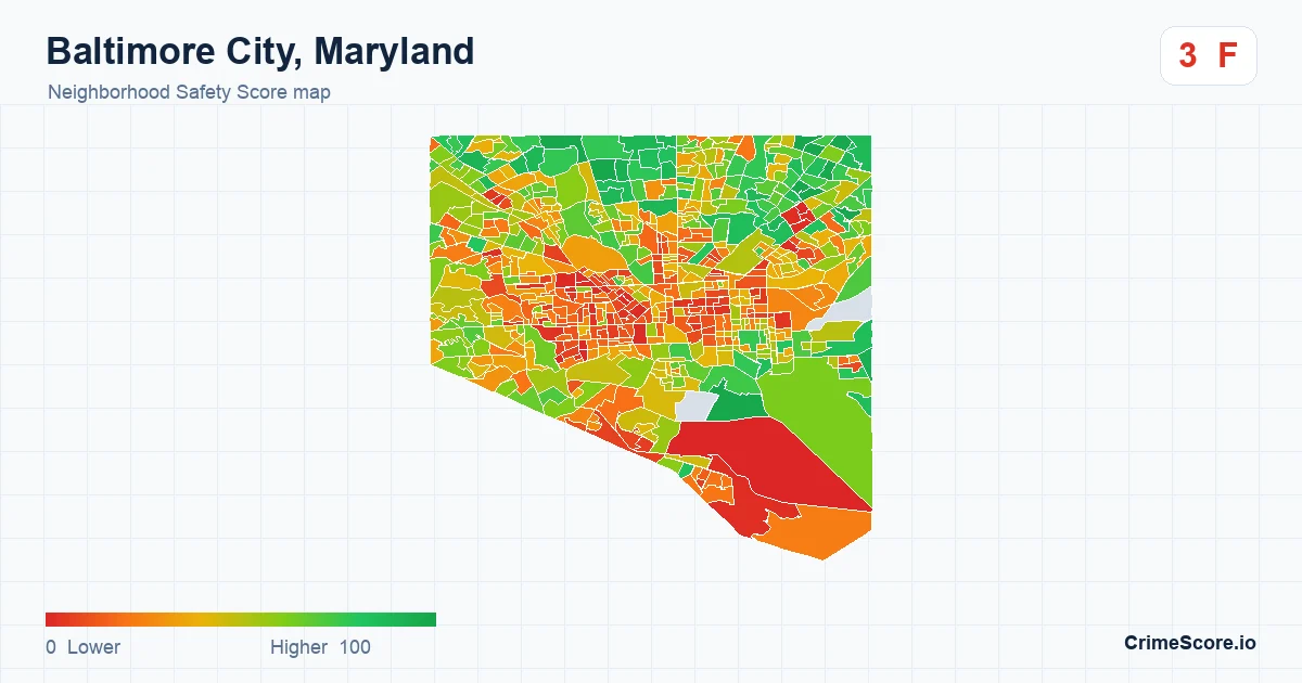 Baltimore City, Maryland neighborhood Safety Score map by Census block group