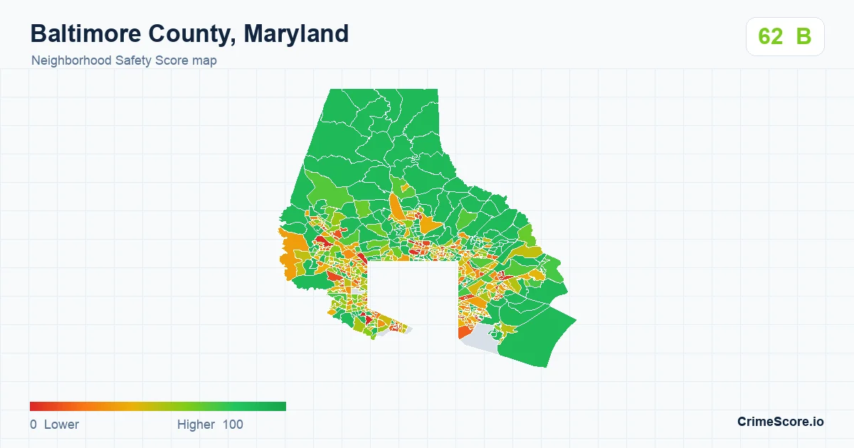 Baltimore County, Maryland neighborhood Safety Score map by Census block group