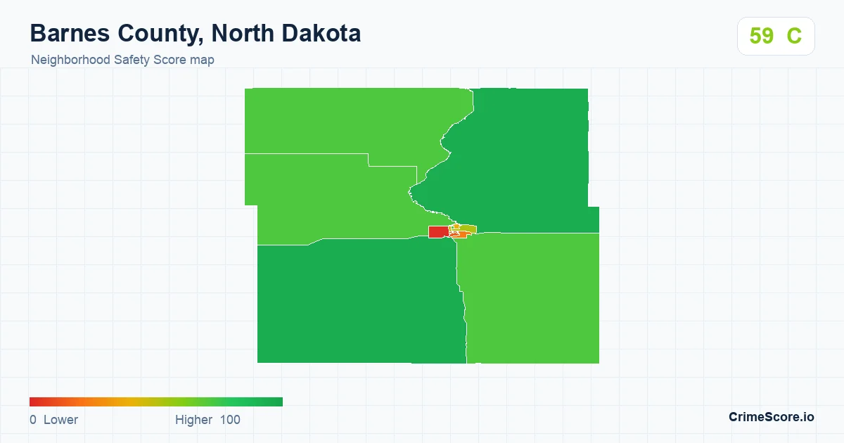 Barnes County, North Dakota neighborhood Safety Score map by Census block group