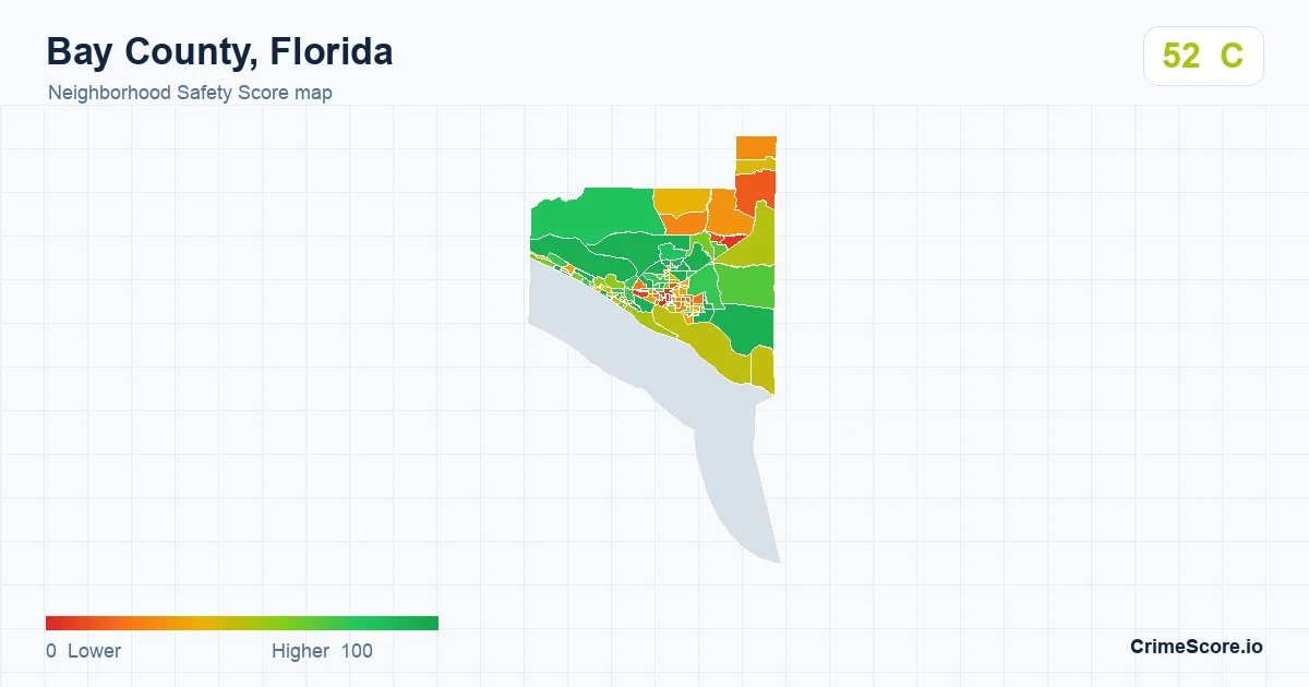 Bay County, Florida neighborhood Safety Score map by Census block group
