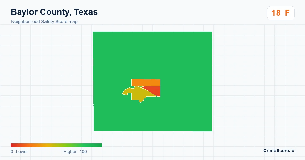 Baylor County, Texas neighborhood Safety Score map by Census block group