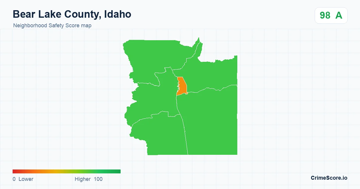 Bear Lake County, Idaho neighborhood Safety Score map by Census block group