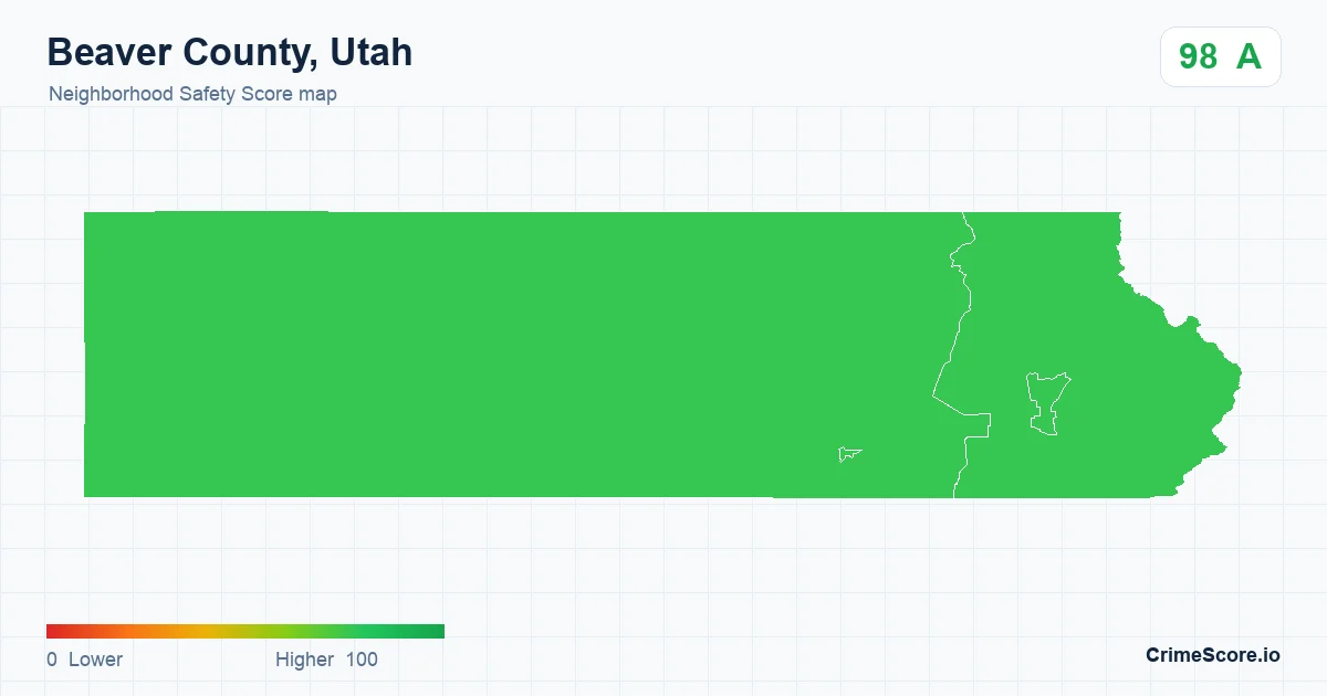Beaver County, Utah neighborhood Safety Score map by Census block group