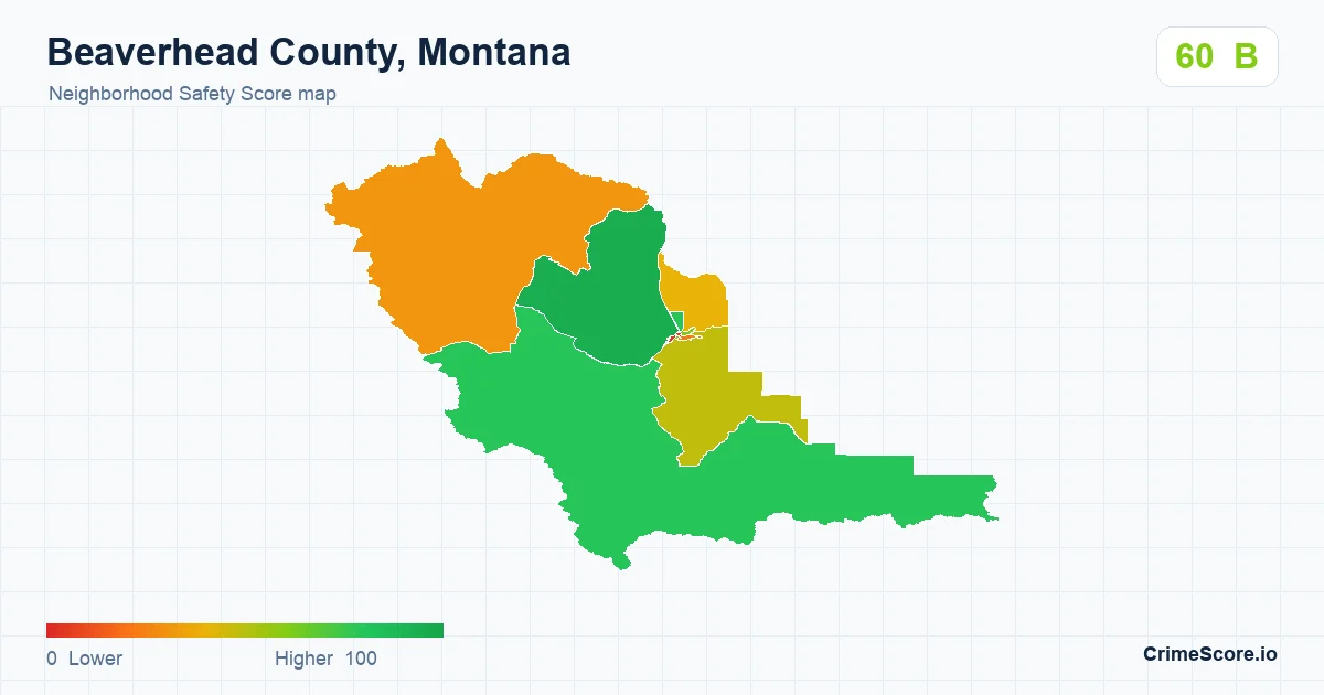 Beaverhead County, Montana neighborhood Safety Score map by Census block group