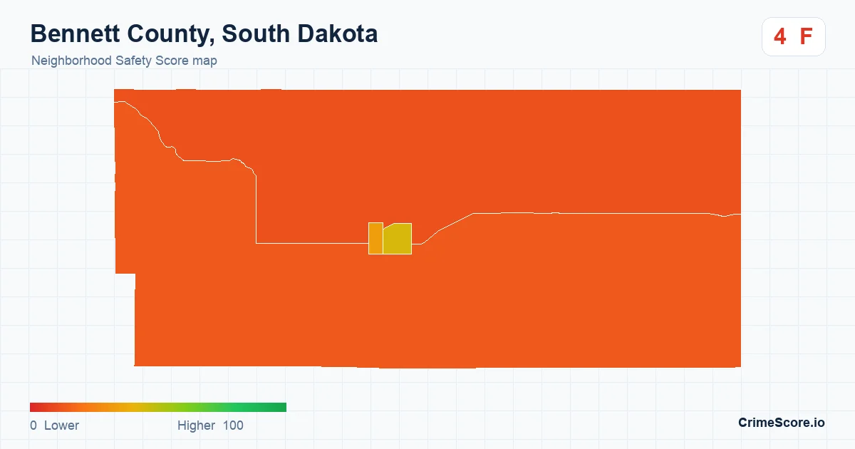 Bennett County, South Dakota neighborhood Safety Score map by Census block group