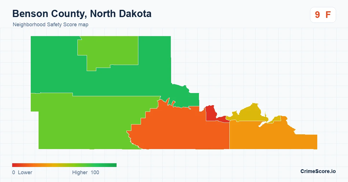 Benson County, North Dakota neighborhood Safety Score map by Census block group