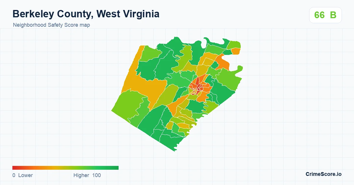 Berkeley County, West Virginia neighborhood Safety Score map by Census block group