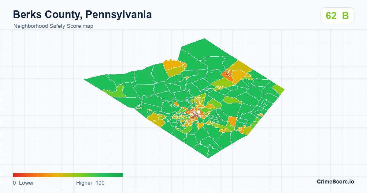 Berks County, Pennsylvania neighborhood Safety Score map by Census block group