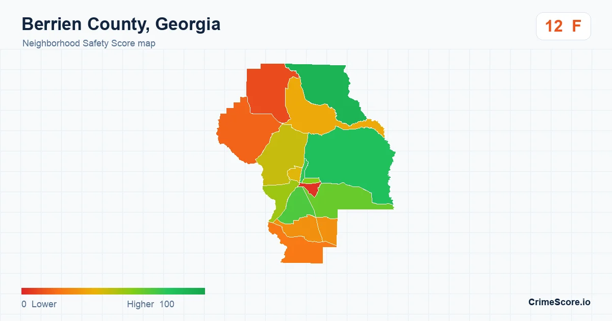 Berrien County, Georgia neighborhood Safety Score map by Census block group