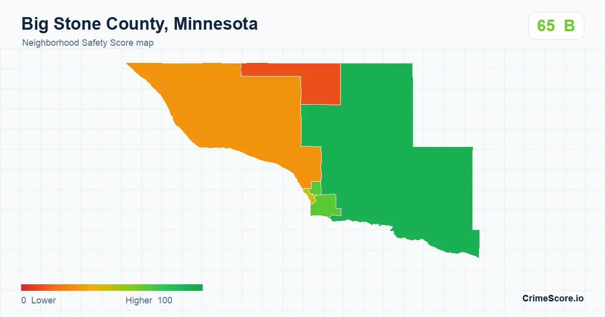 Big Stone County, Minnesota neighborhood Safety Score map by Census block group