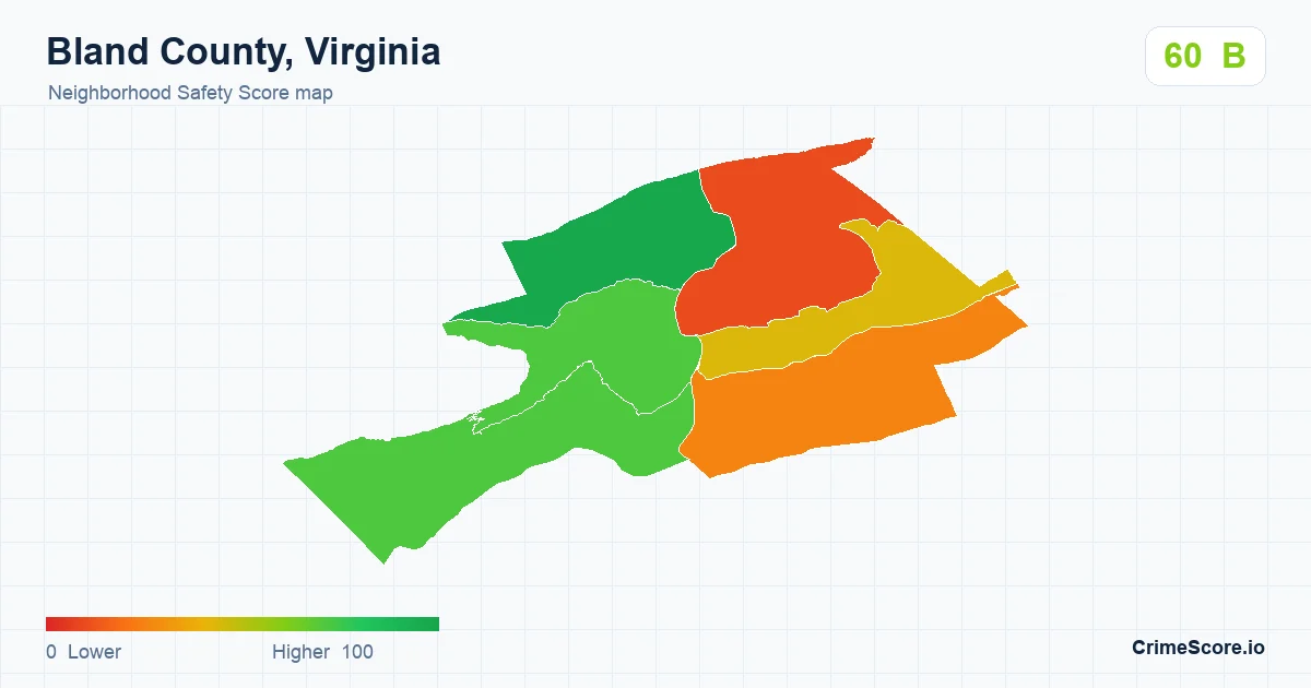 Bland County, Virginia neighborhood Safety Score map by Census block group