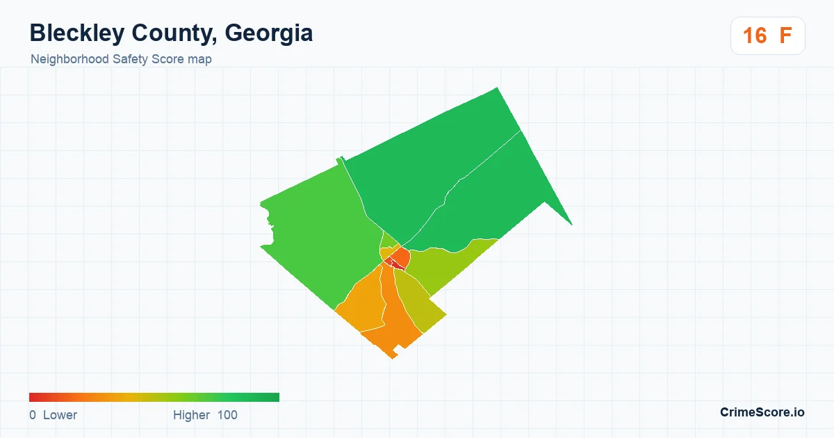 Bleckley County, Georgia neighborhood Safety Score map by Census block group