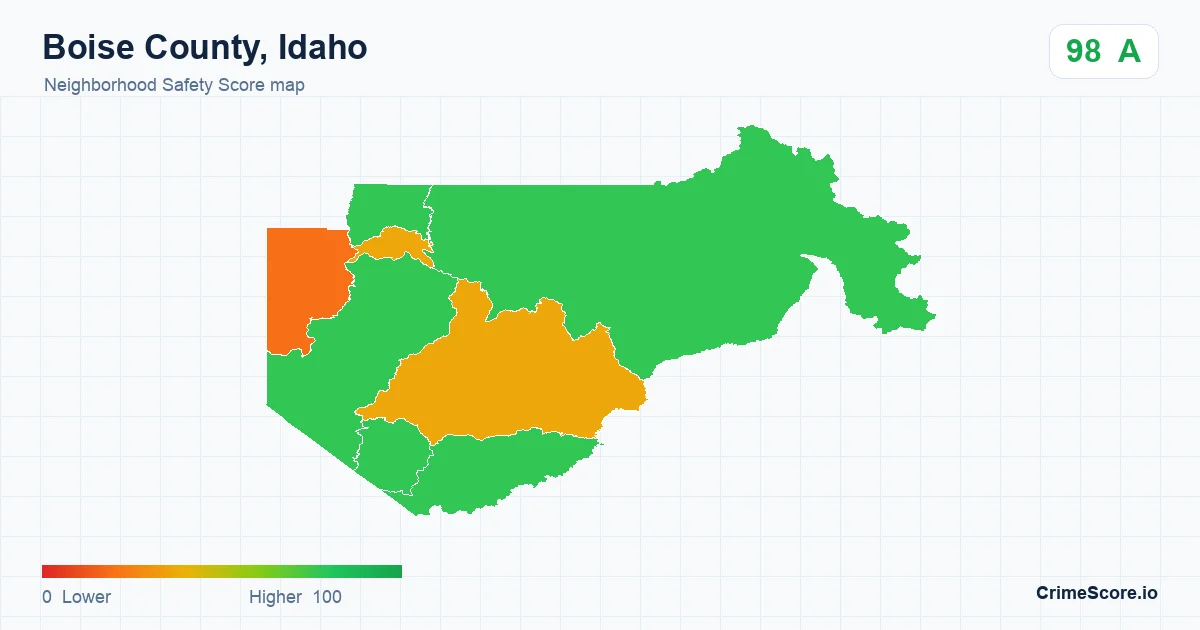 Boise County, Idaho neighborhood Safety Score map by Census block group