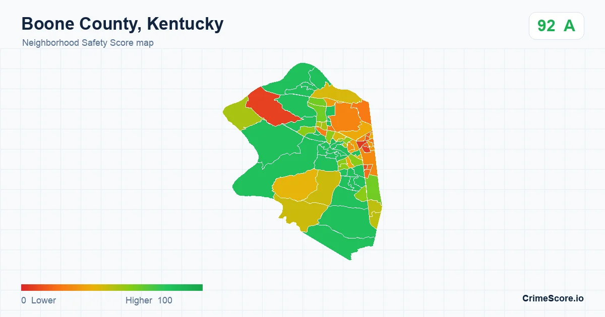 Boone County, Kentucky neighborhood Safety Score map by Census block group