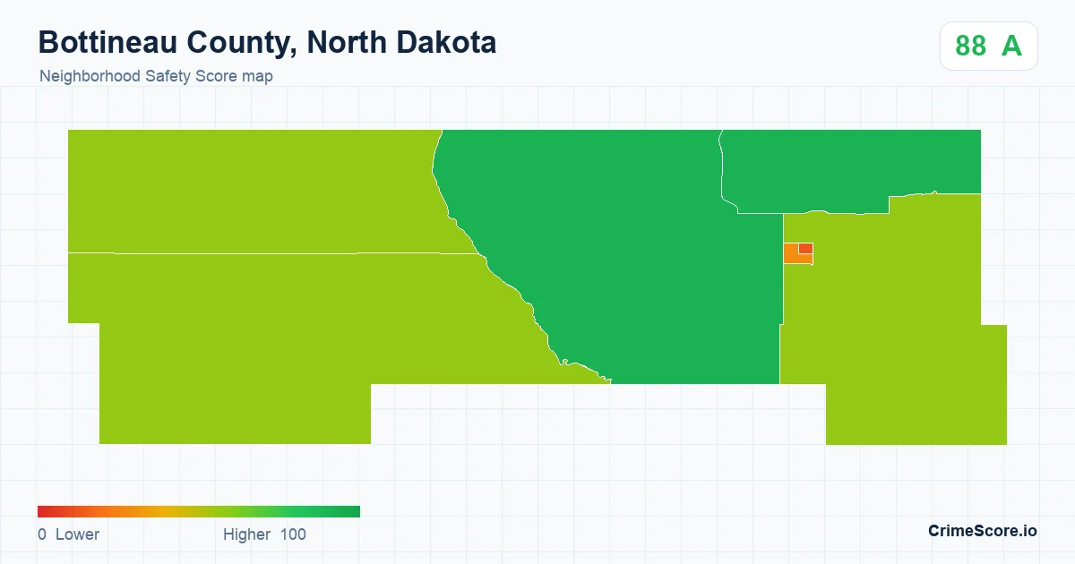 Bottineau County, North Dakota neighborhood Safety Score map by Census block group