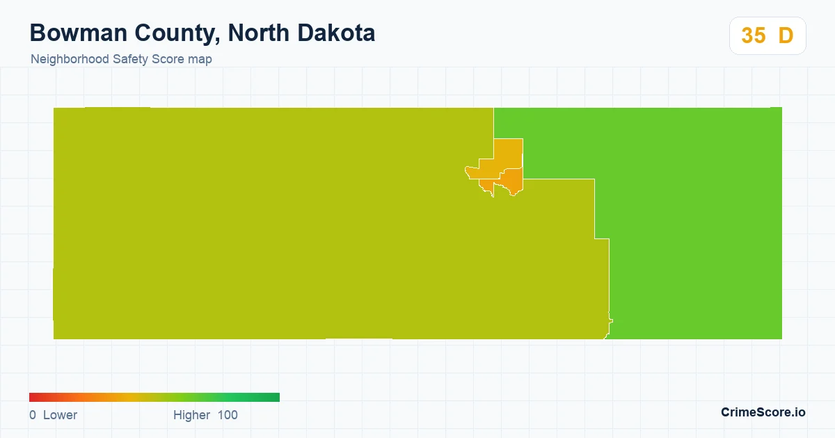 Bowman County, North Dakota neighborhood Safety Score map by Census block group