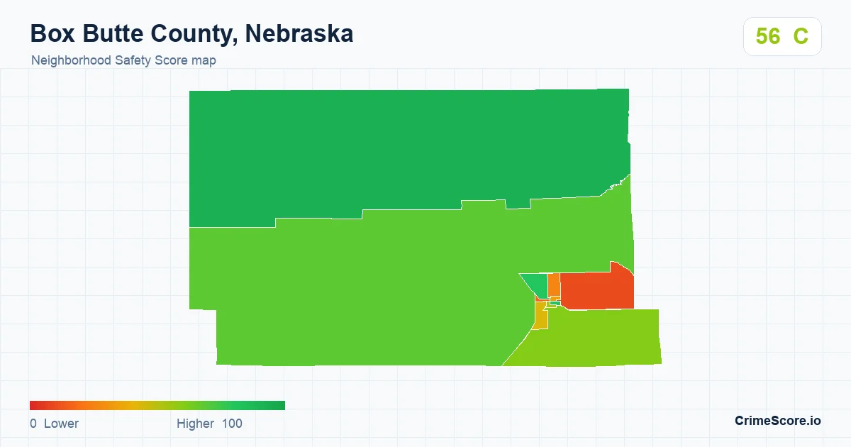 Box Butte County, Nebraska neighborhood Safety Score map by Census block group
