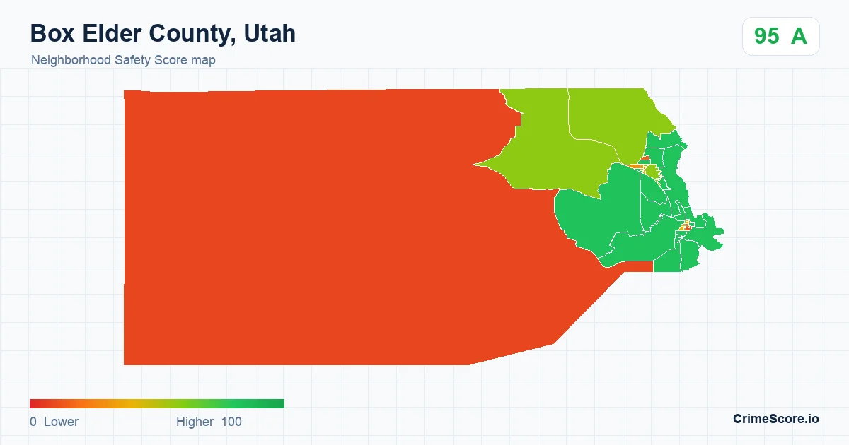 Box Elder County, Utah neighborhood Safety Score map by Census block group