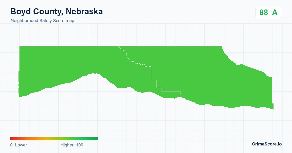 Boyd County, Nebraska neighborhood Safety Score map by Census block group