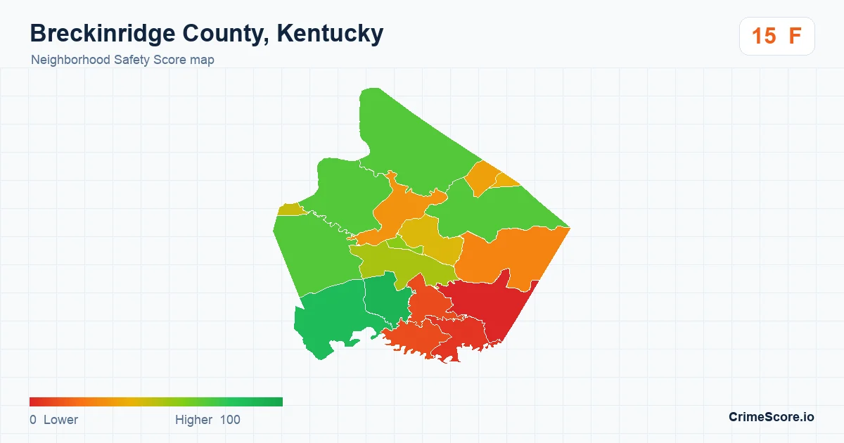 Breckinridge County, Kentucky neighborhood Safety Score map by Census block group