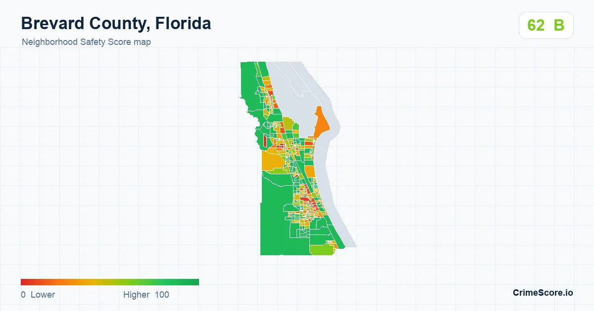 Brevard County, Florida neighborhood Safety Score map by Census block group