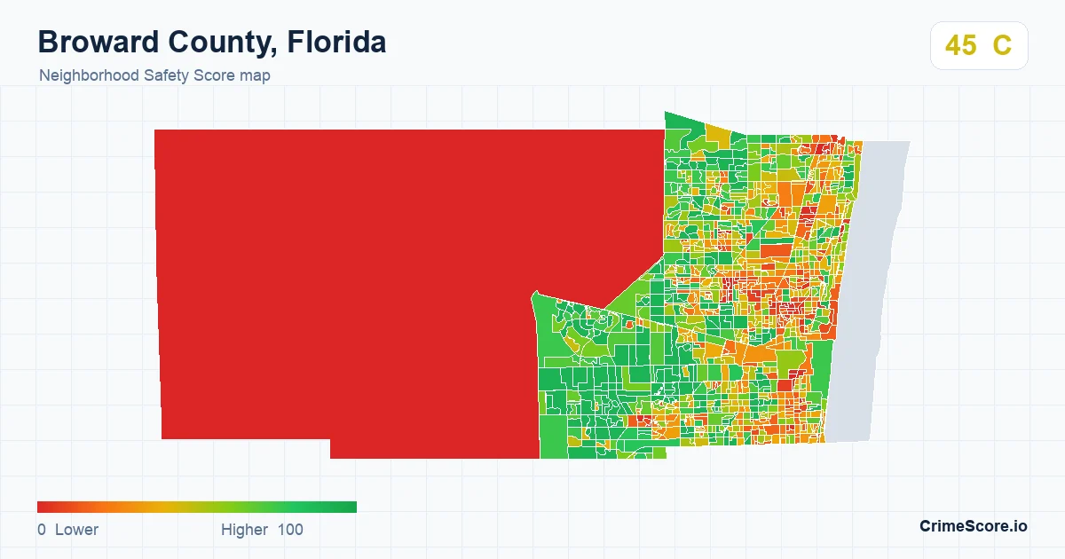 Broward County, Florida neighborhood Safety Score map by Census block group